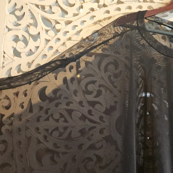 Foxblood Mesh Rhiannon Flowing Tunic Top Black One Size Fits All - Picture 9 of 14